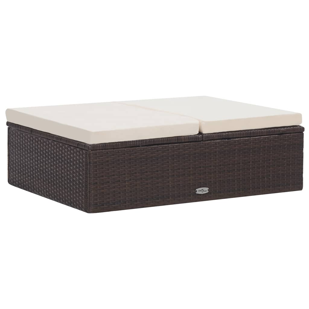 2 pcs conjunto lounge jardim c/ almofadões vime PE castanho