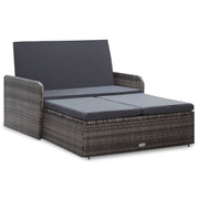 2 pcs conjunto lounge de jardim c/ almofadões vime PE cinzento