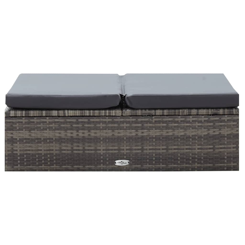 2 pcs conjunto lounge de jardim c/ almofadões vime PE cinzento