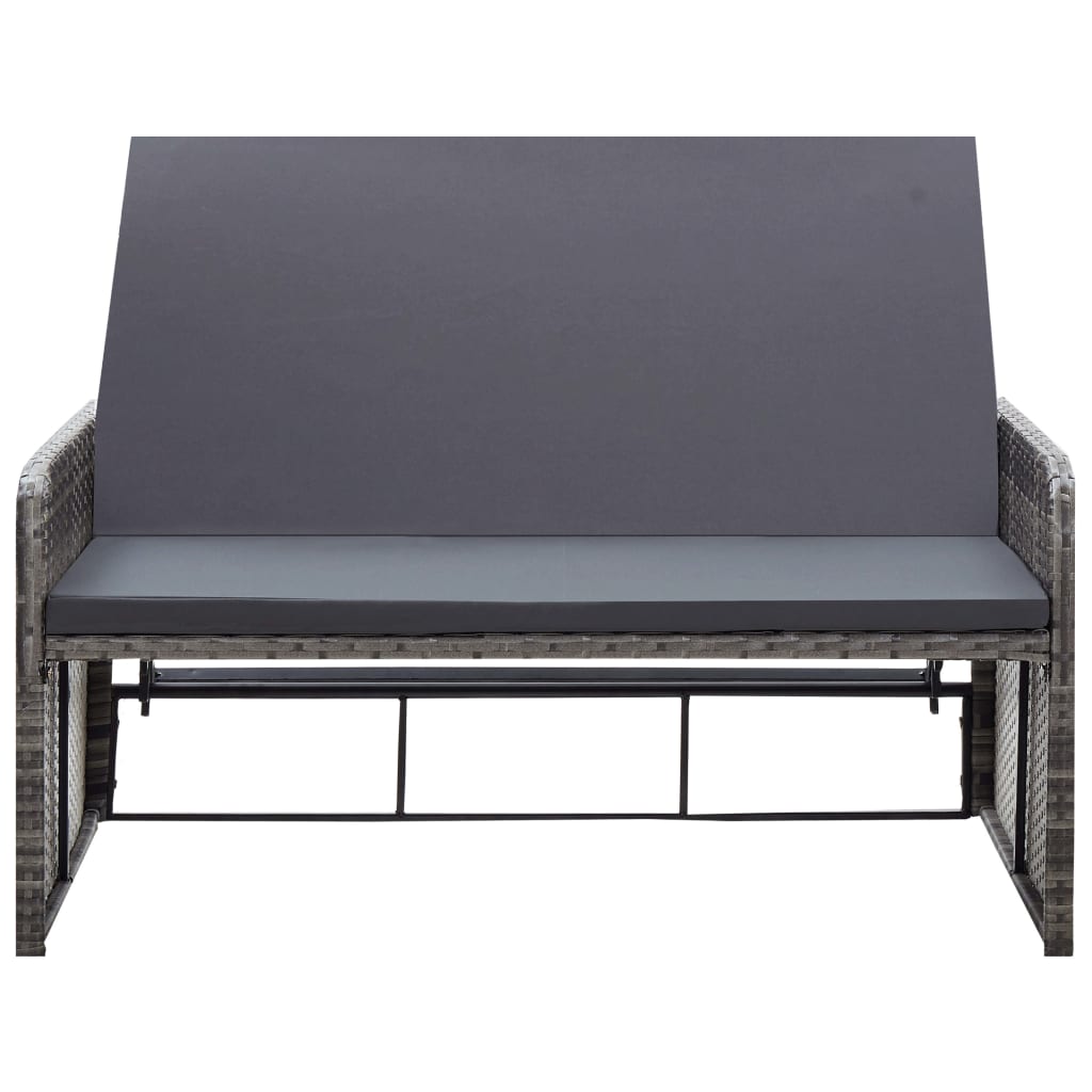 2 pcs conjunto lounge de jardim c/ almofadões vime PE cinzento