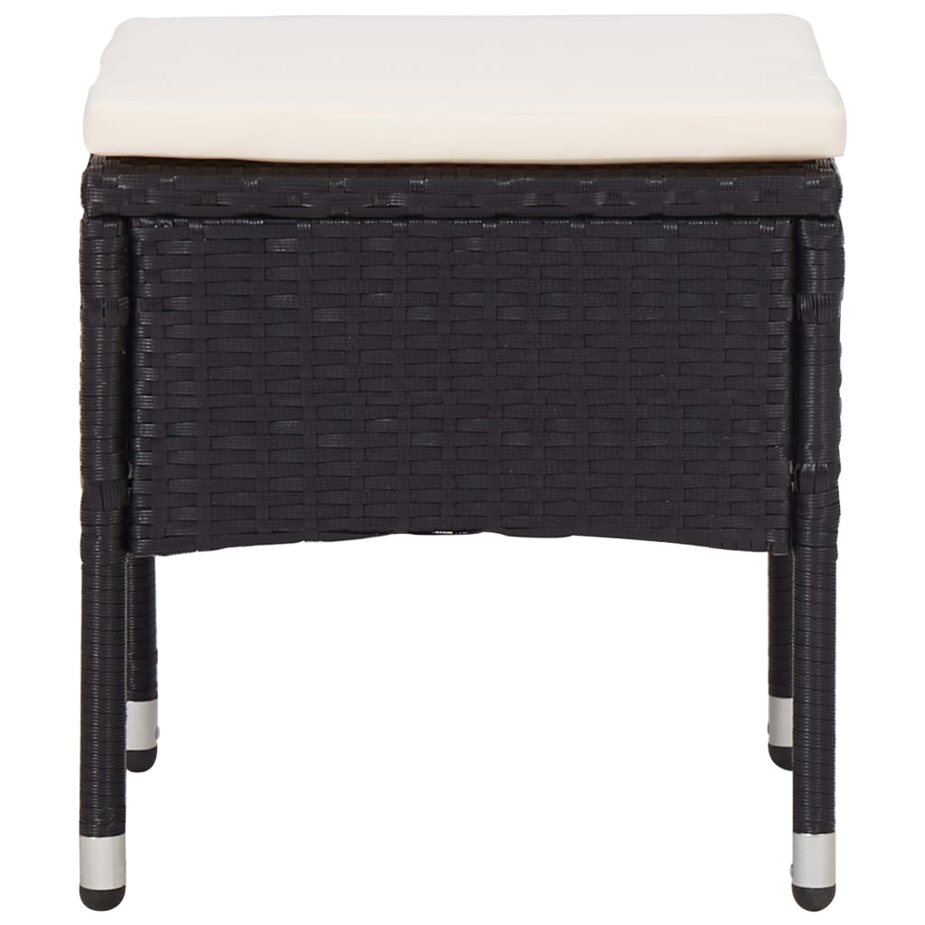 5 pcs conjunto jantar p/ exterior vime PE madeira acácia preto