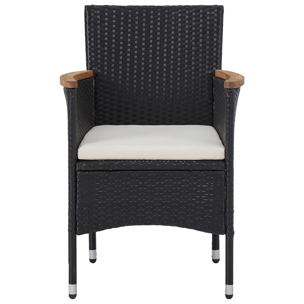 5 pcs conjunto jantar p/ exterior vime PE madeira acácia preto