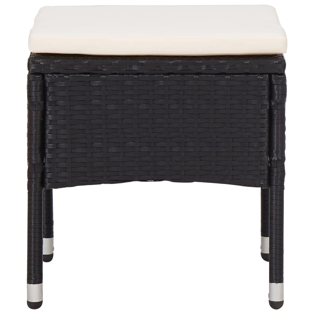 5 pcs conjunto jantar p/ exterior vime PE e vidro preto