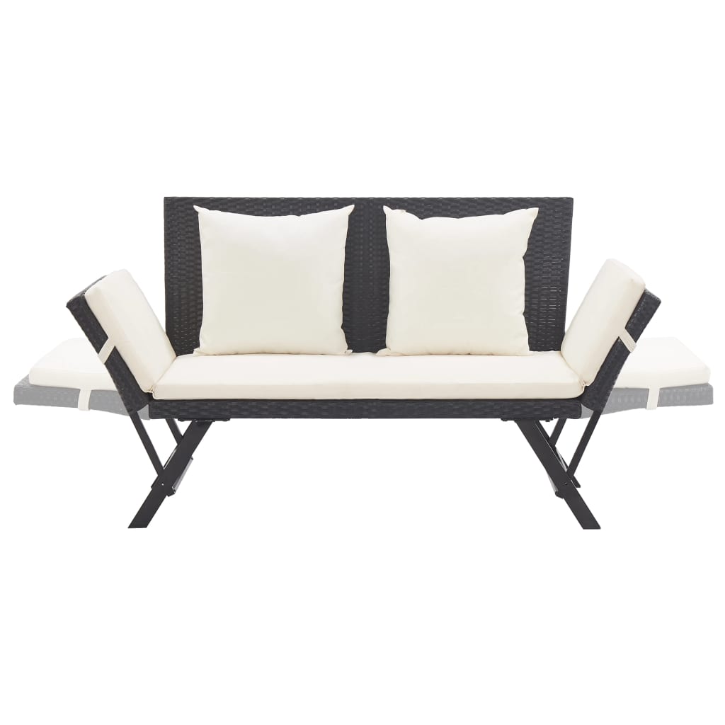 Banco de jardim c/ almofadões 176 cm vime PE preto