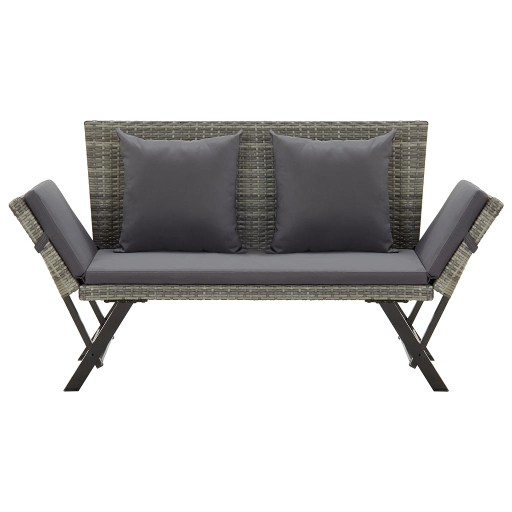 Banco de jardim c/ almofadões 176 cm vime PE cinzento