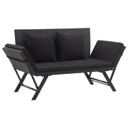 Banco de jardim c/ almofadões 176 cm vime PE preto