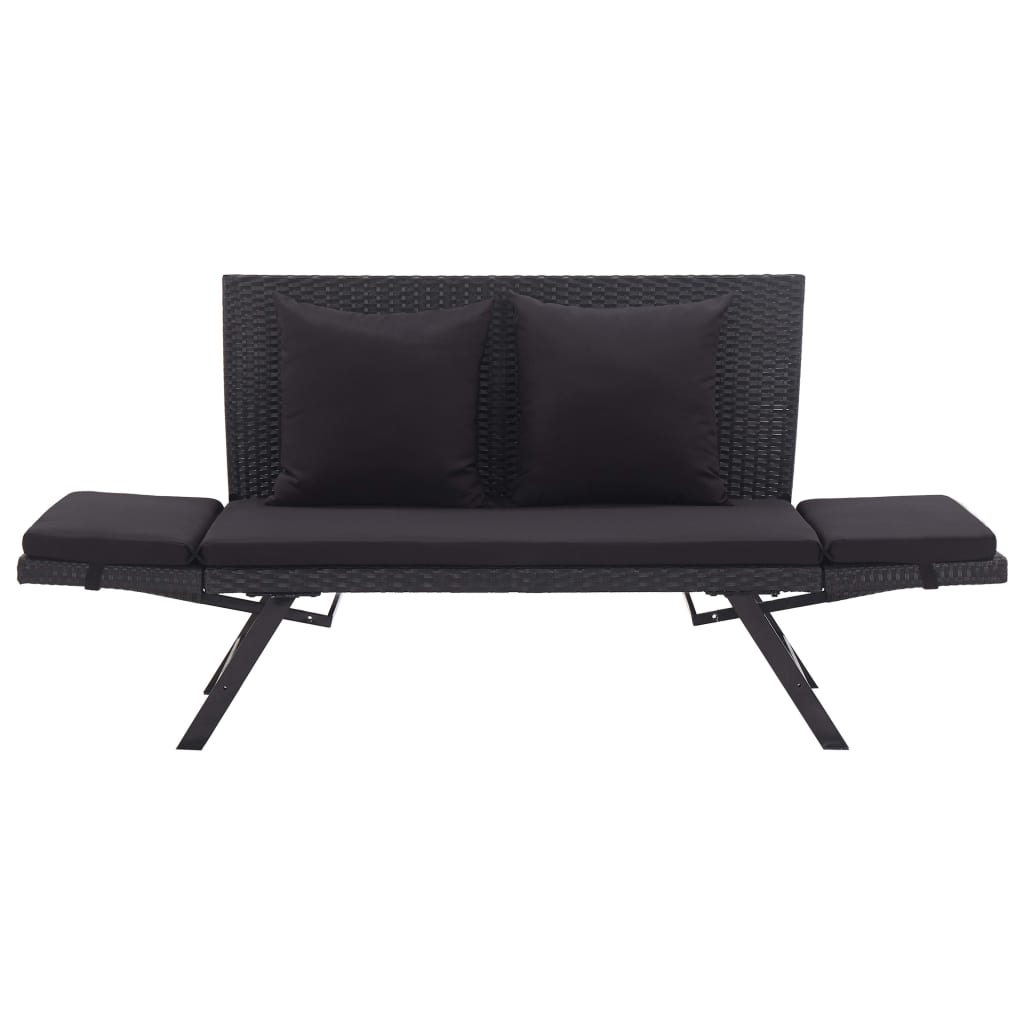 Banco de jardim c/ almofadões 176 cm vime PE preto