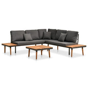 4 pcs conj. lounge jardim c/ almofadões madeira acácia maciça