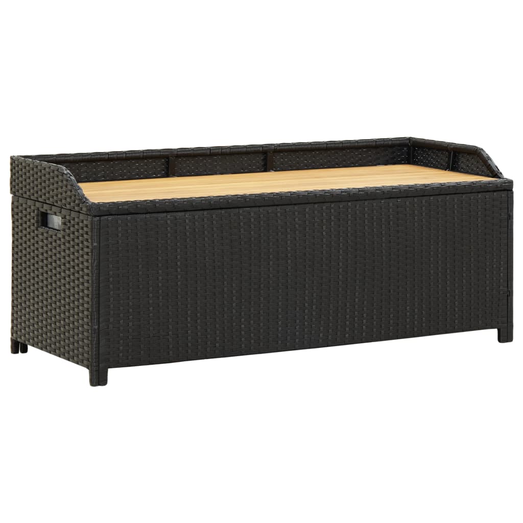 Banco de jardim c/ arrumação 120 cm vime PE preto