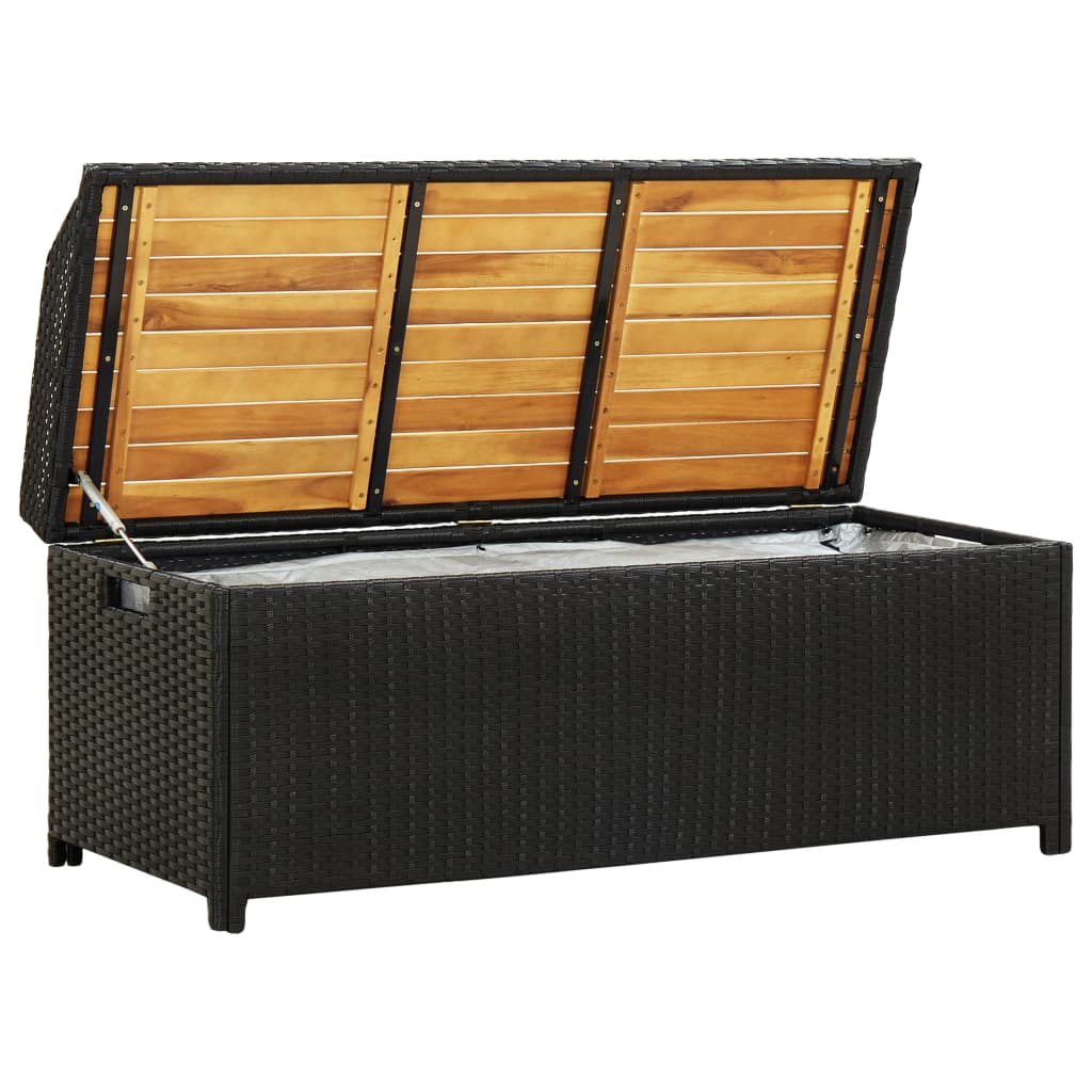 Banco de jardim c/ arrumação 120 cm vime PE preto