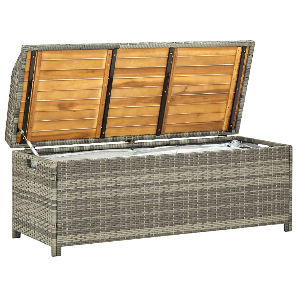 Banco de jardim c/ arrumação 120 cm vime PE cinzento