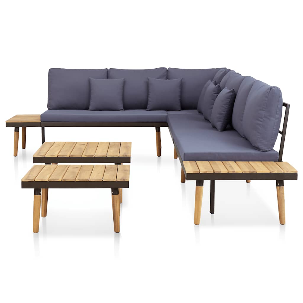 7 lugares conjunto lounge jardim + almofadões acácia castanho