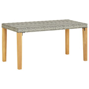 Banco jardim 120 cm vime PE e madeira de acácia maciça cinzento