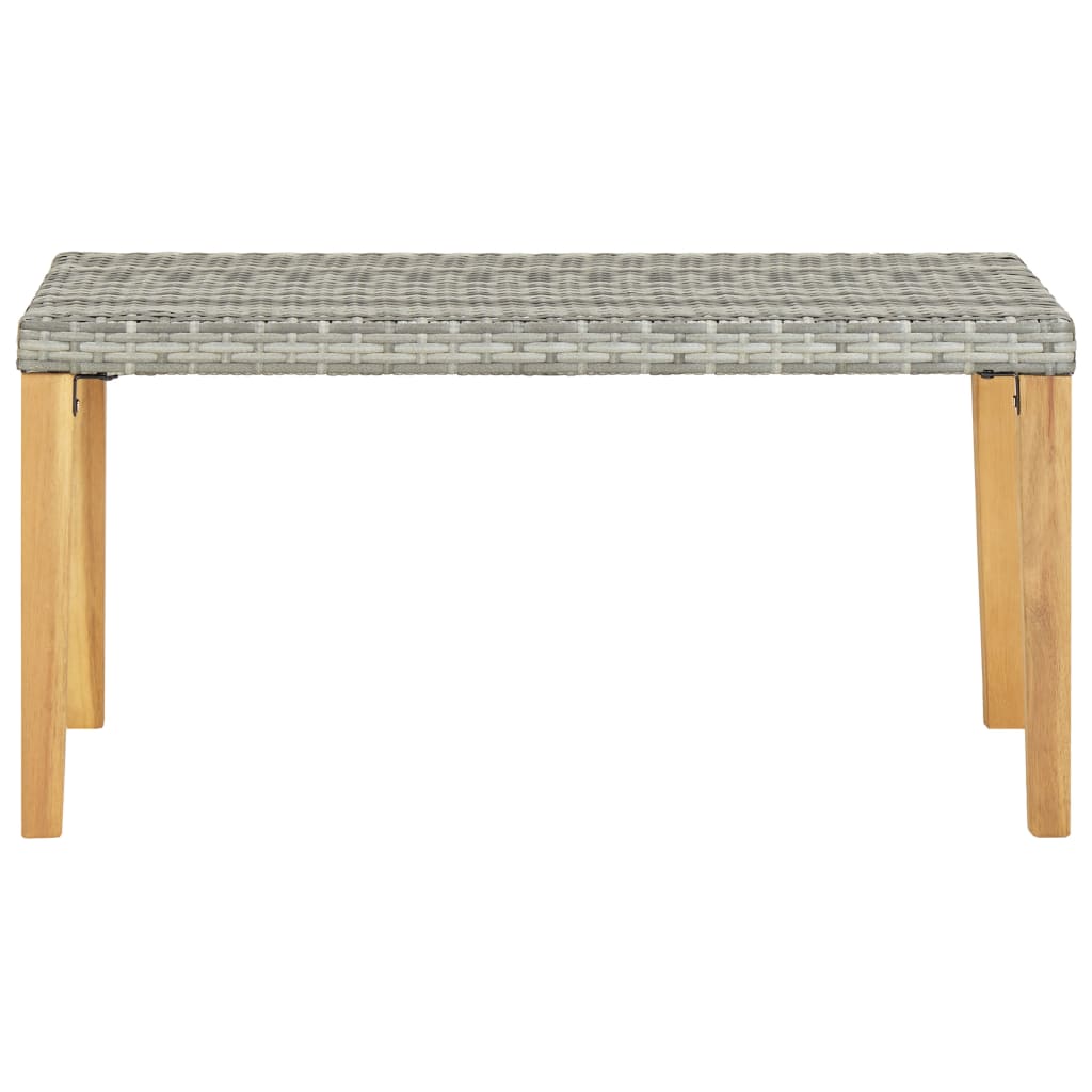 Banco jardim 120 cm vime PE e madeira de acácia maciça cinzento