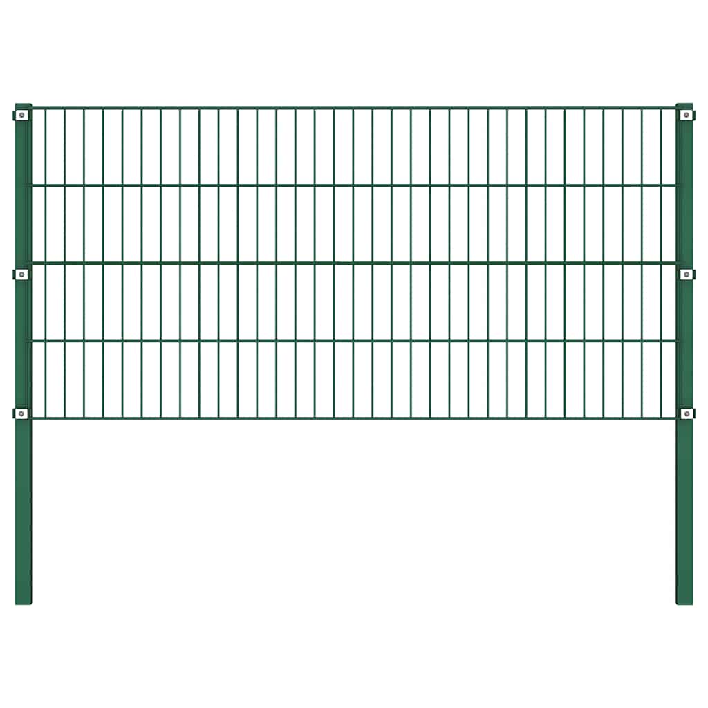 Painel de vedação com postes de ferro 522x80 cm verde