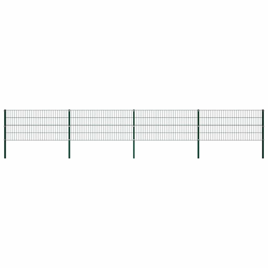 Painel de vedação com postes de ferro 694,5x80 cm verde