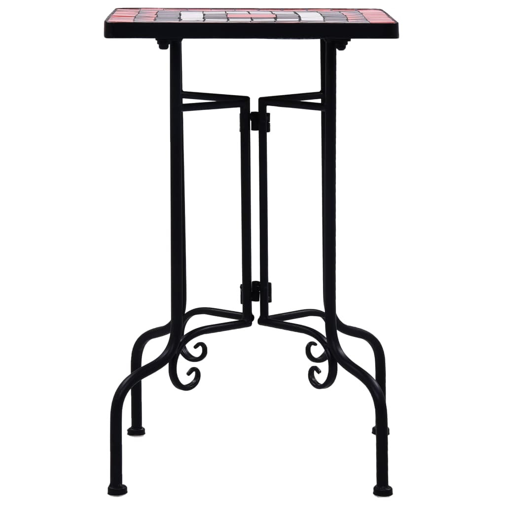 Mesa de apoio em mosaico cerâmica terracota e branco