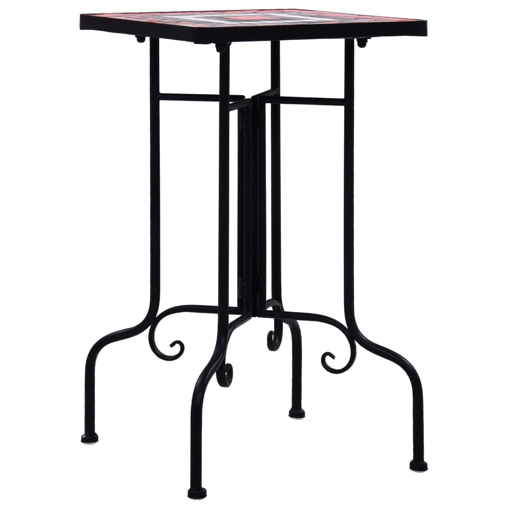 Mesa de apoio em mosaico cerâmica terracota e branco