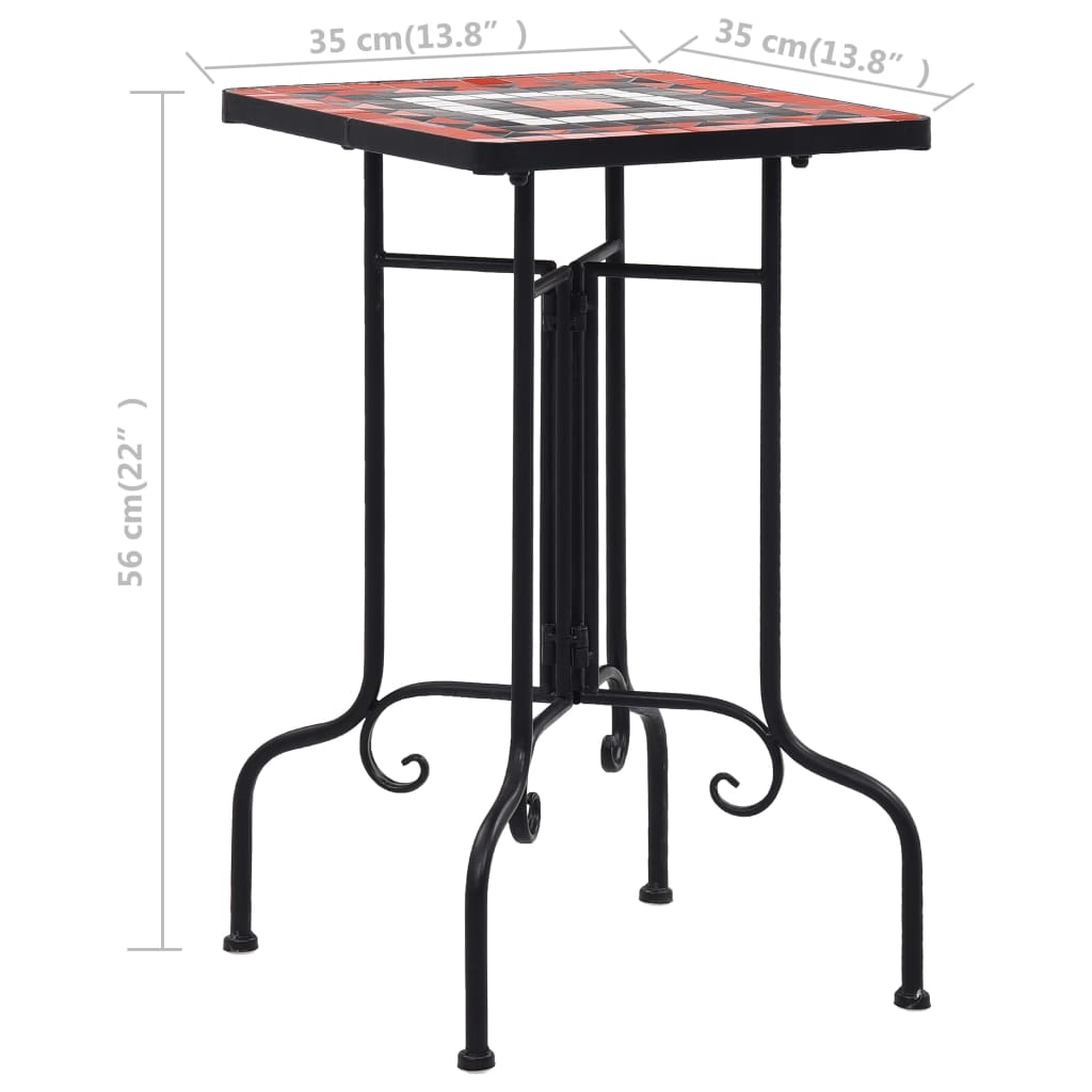 Mesa de apoio em mosaico cerâmica terracota e branco