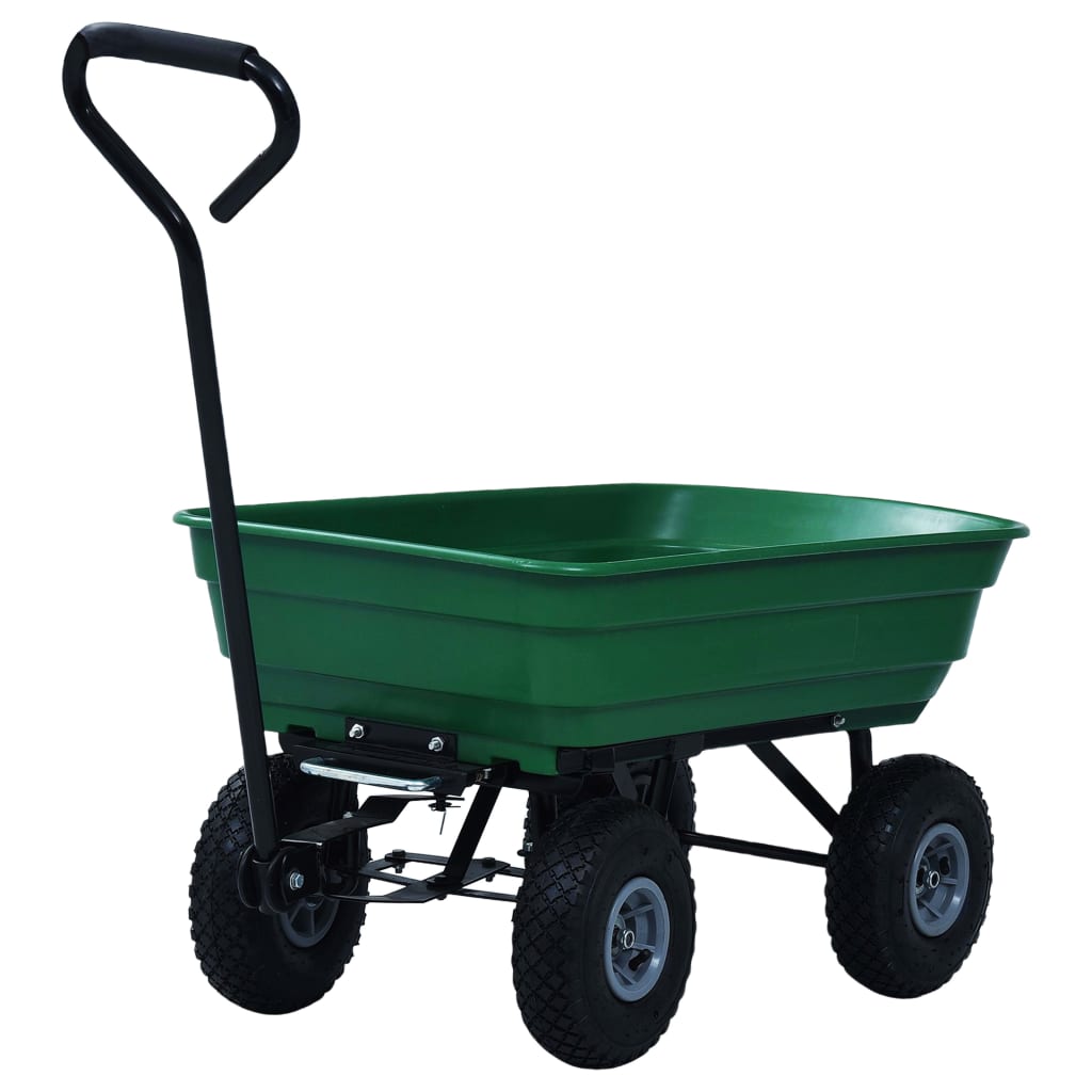 Carrinho de mão basculante para jardim 300 kg 75 L verde