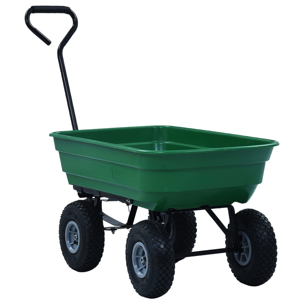 Carrinho de mão basculante para jardim 300 kg 75 L verde
