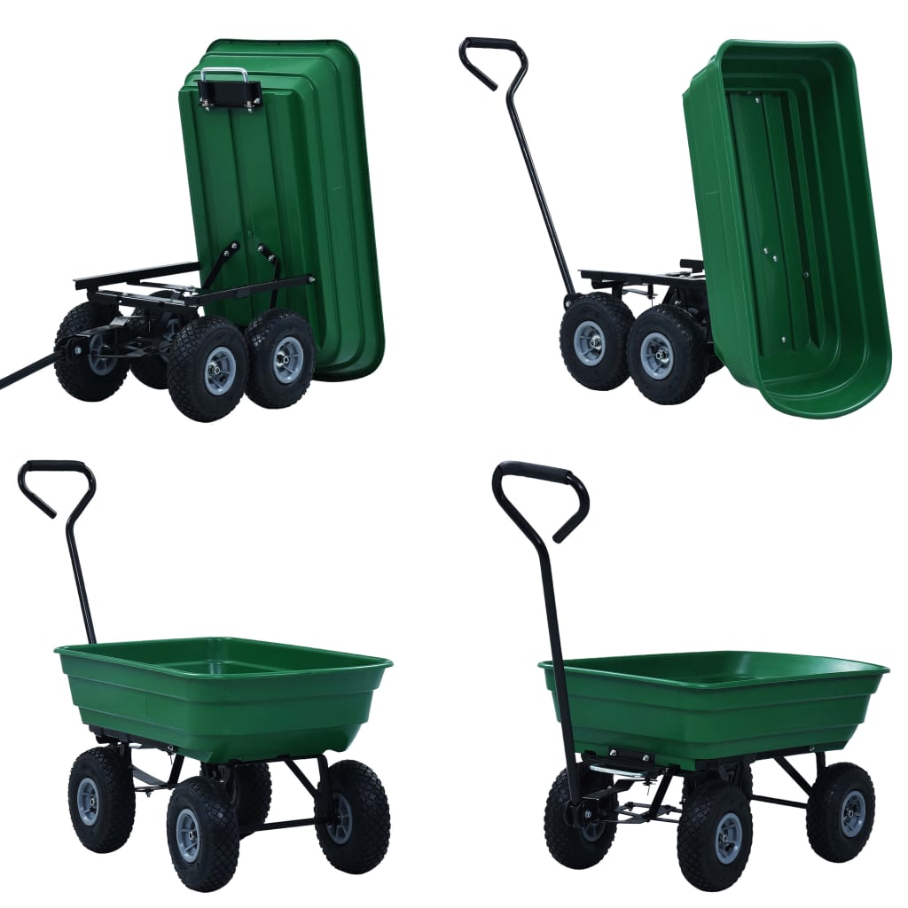 Carrinho de mão basculante para jardim 300 kg 75 L verde