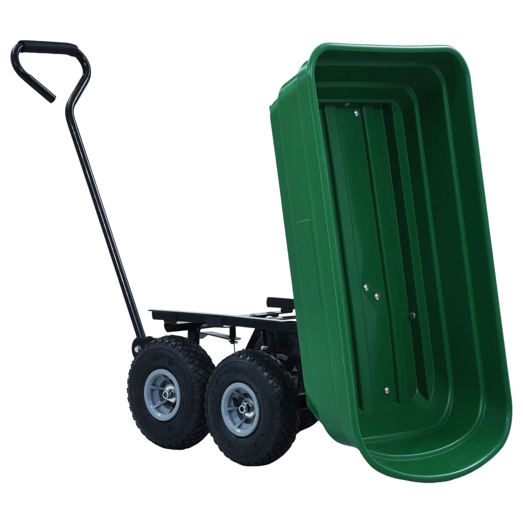 Carrinho de mão basculante para jardim 300 kg 75 L verde