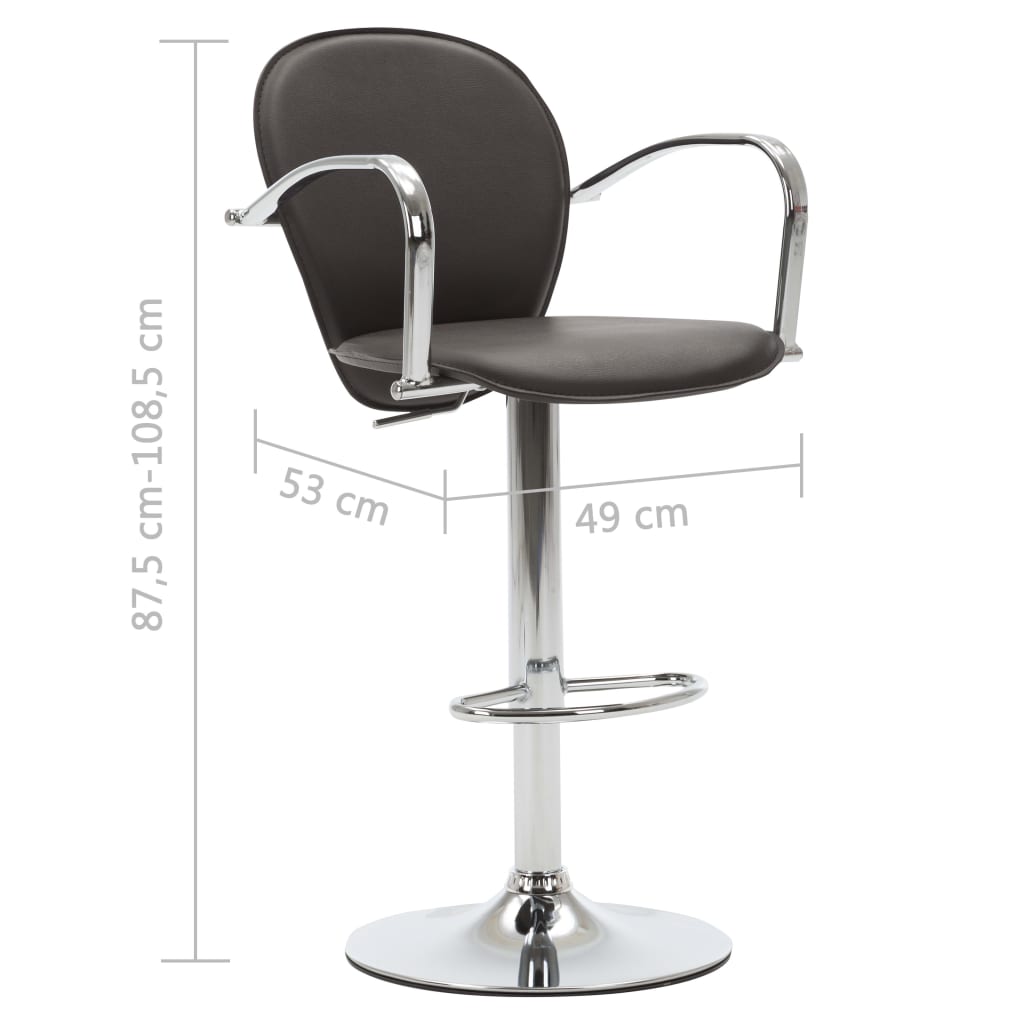 Bancos de bar c/ apoios braços 2 pcs couro artificial castanho