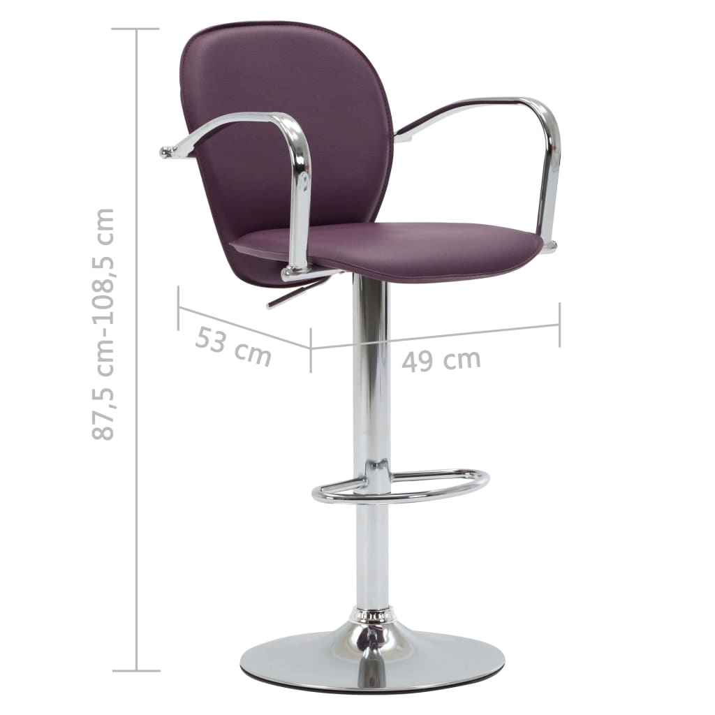 Bancos de bar c/ apoios braços 2 pcs couro artificial castanho