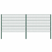 Painel de vedação com postes de ferro 349x120 cm verde