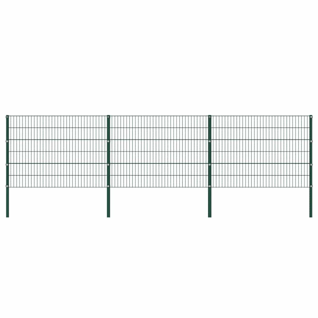 Painel de vedação com postes de ferro 522x120 cm verde