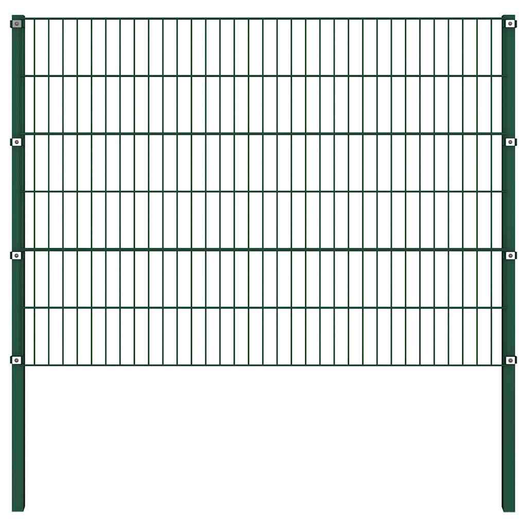 Painel de vedação com postes de ferro 694,5x120 cm verde