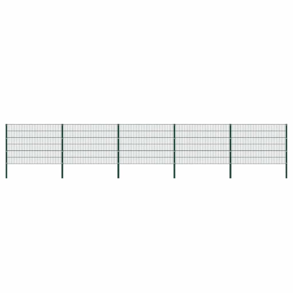 Painel de vedação com postes de ferro 867x120 cm verde