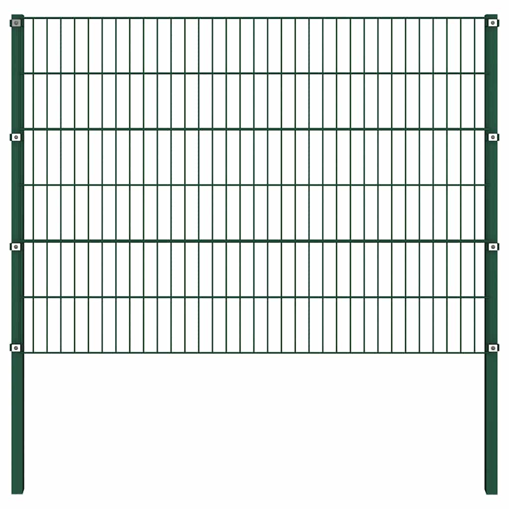 Painel de vedação com postes de ferro 867x120 cm verde