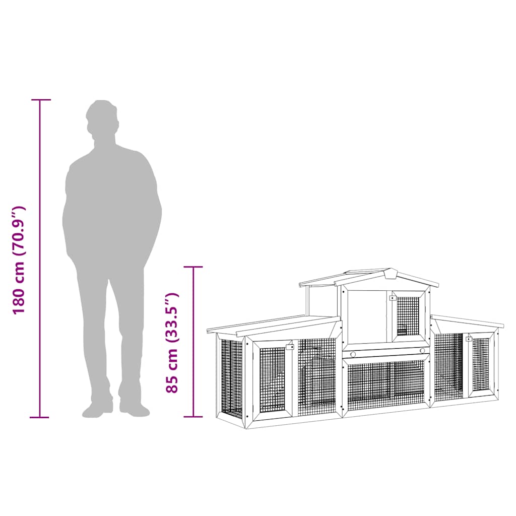 Coelheira exterior grande 201x45x85cm madeira cinzento e branco