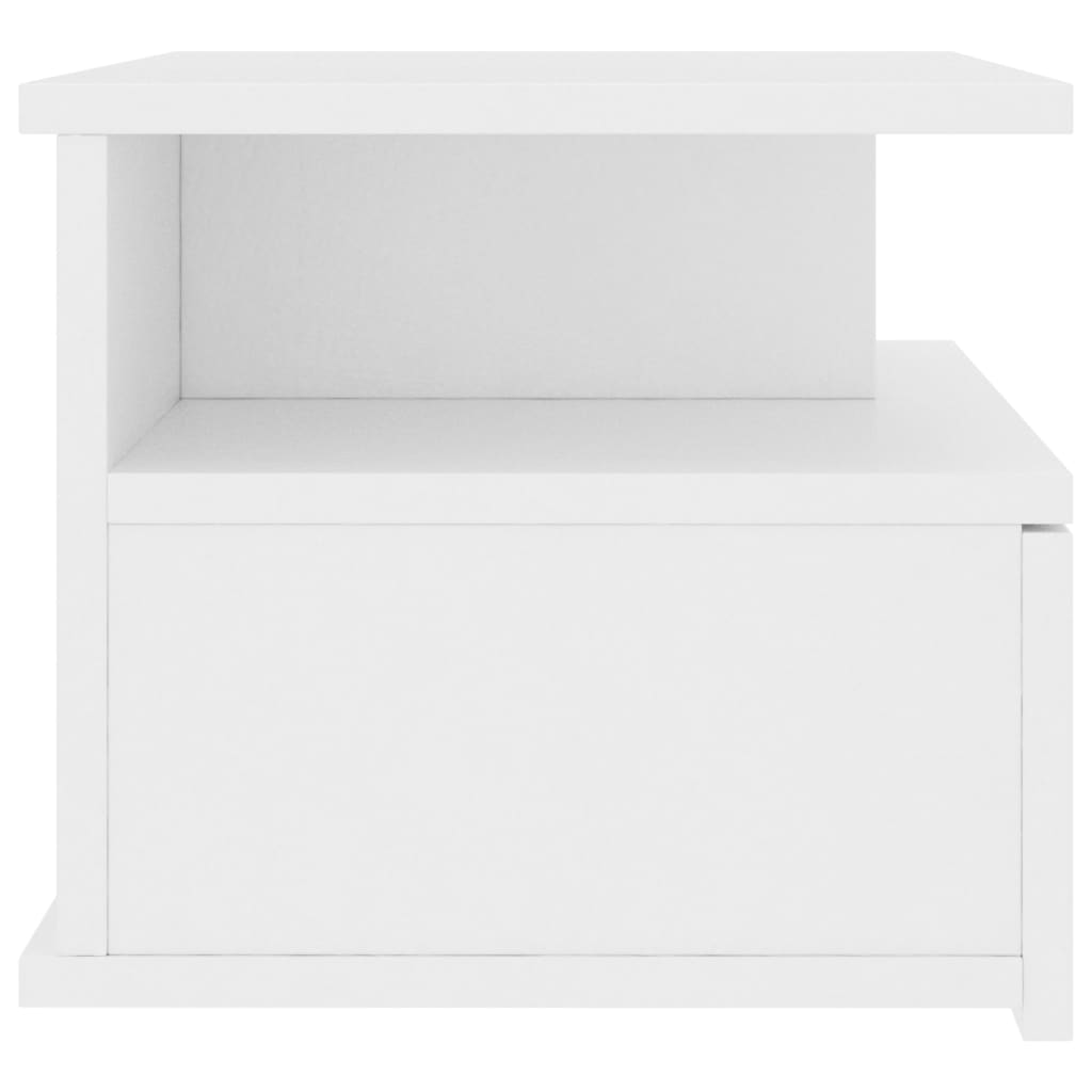 Mesa de cabeceira suspensa 2 pcs 40x31x27 cm branco brilhante