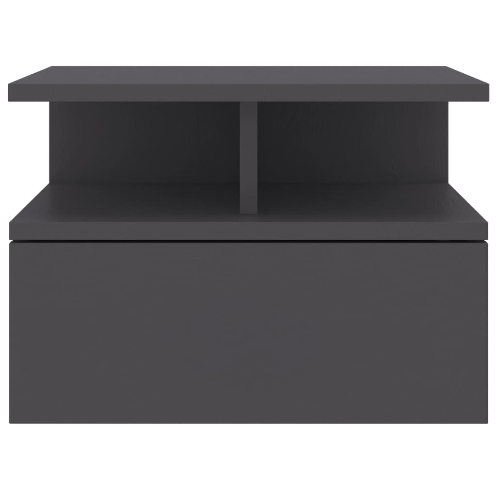 Mesa cabeceira suspensa 2pcs derivados madeira cinzento cimento