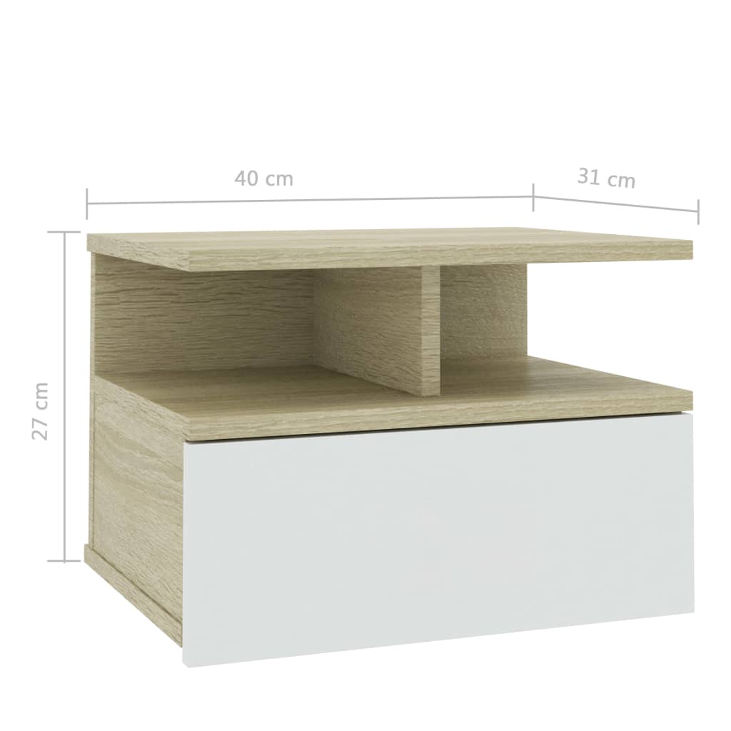 Mesa de cabeceira suspensa 40x31x27 cm derivados madeira branco