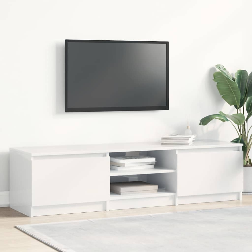 Móvel para TV 140x40x35,5cm derivados madeira branco brilhante