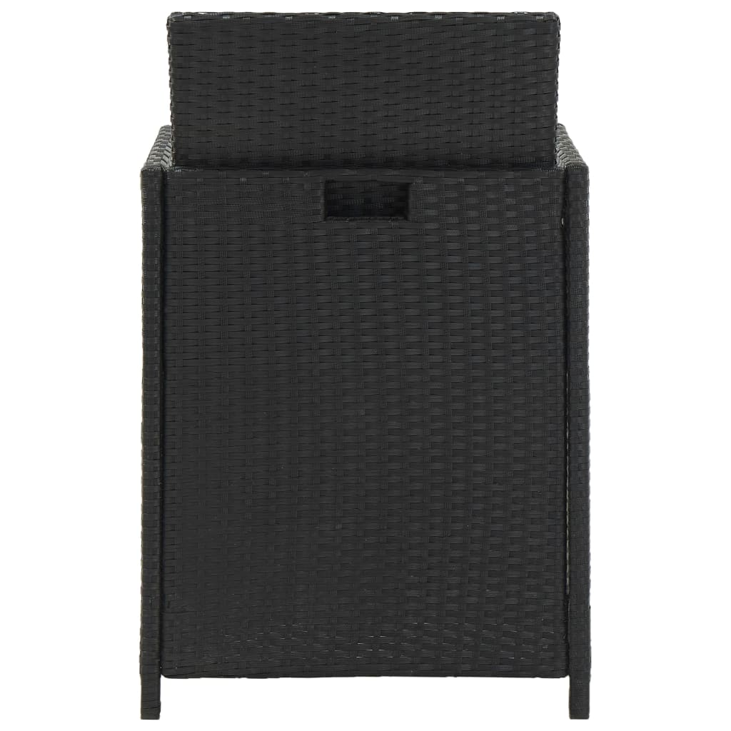 5 pcs conjunto jantar exterior com almofadões vime PE preto