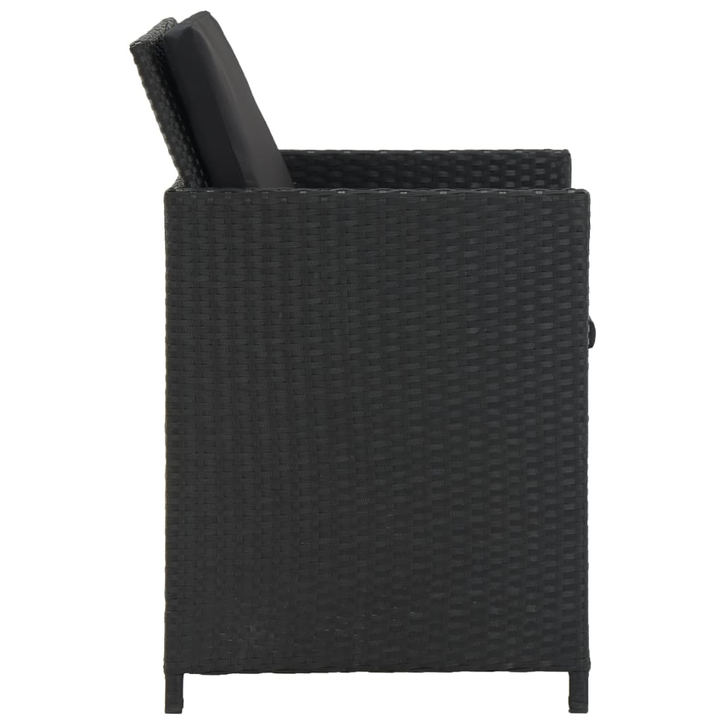 11 pcs conjunto jantar exterior com almofadões vime PE preto