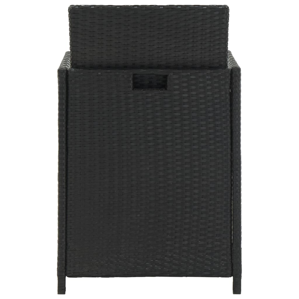 11 pcs conjunto jantar exterior com almofadões vime PE preto