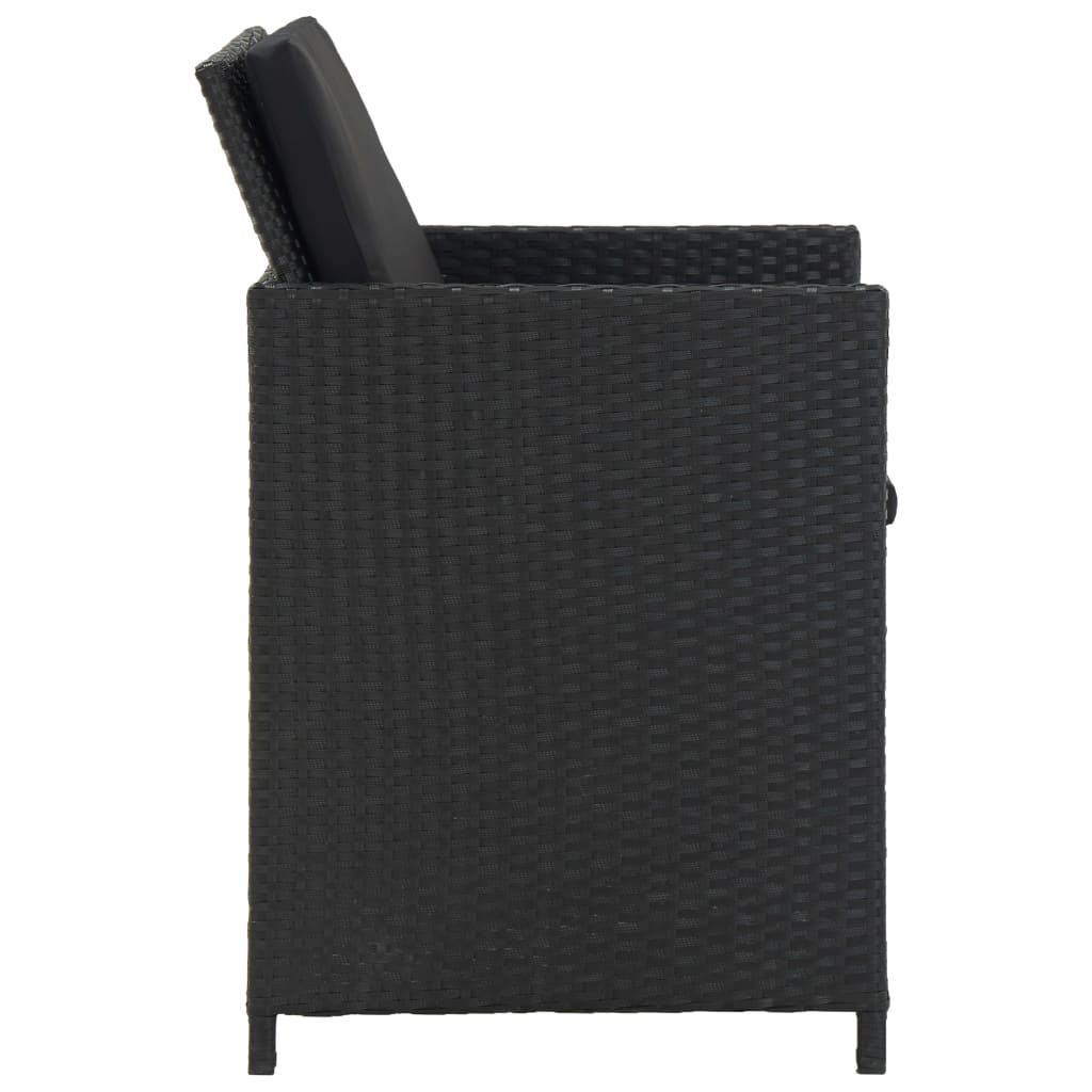 13 pcs conjunto jantar exterior com almofadões vime PE preto