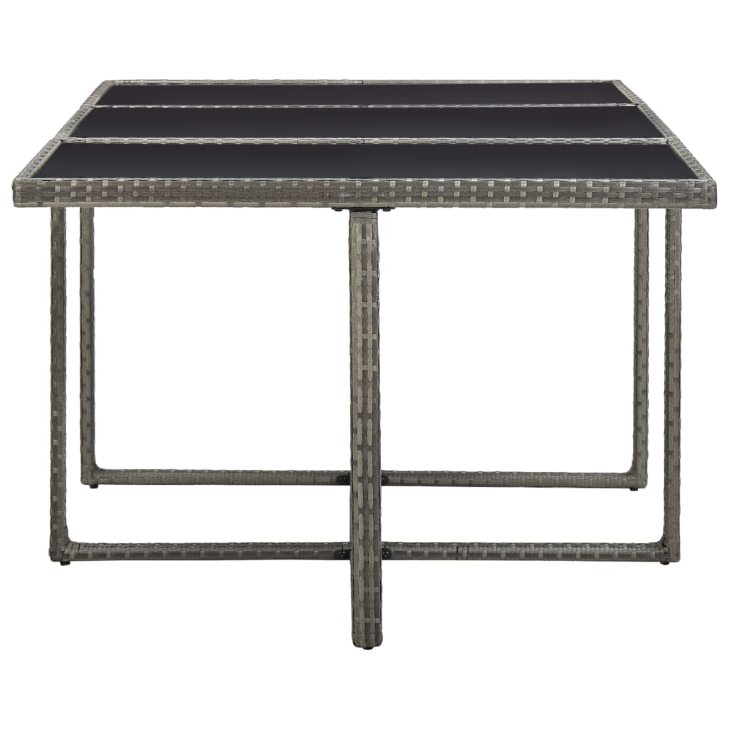 11 pcs conjunto jantar exterior c/ almofadões vime PE cinzento