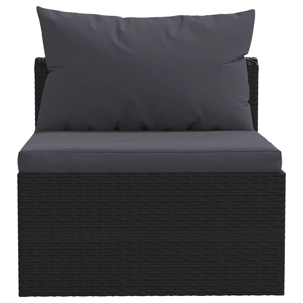 5 pcs conjunto lounge de jardim c/ almofadões vime PE preto