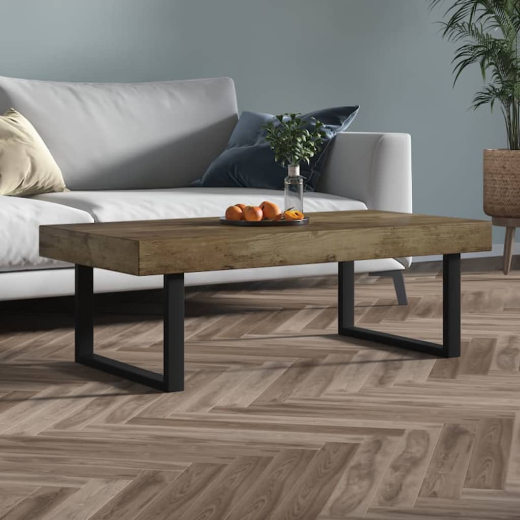 Mesa de centro 120x60x40 cm MDF e ferro cinzento e preto