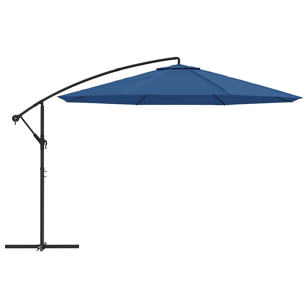 Guarda-sol de jardim cantilever c/ poste alumínio 350 cm azul
