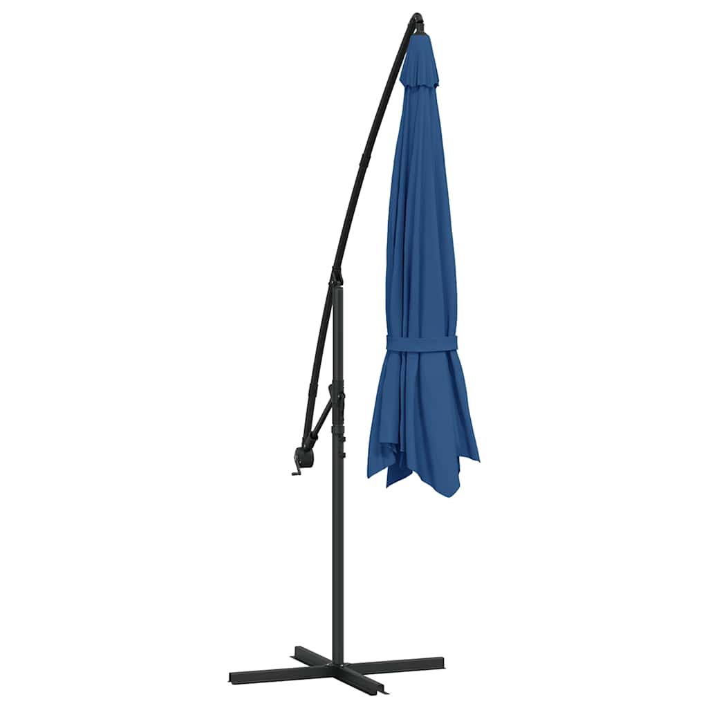 Guarda-sol de jardim cantilever c/ poste alumínio 350 cm azul
