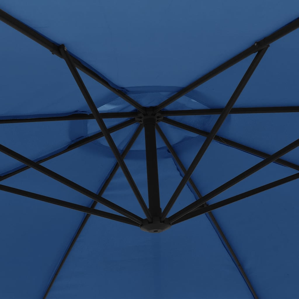 Guarda-sol de jardim cantilever c/ poste alumínio 350 cm azul