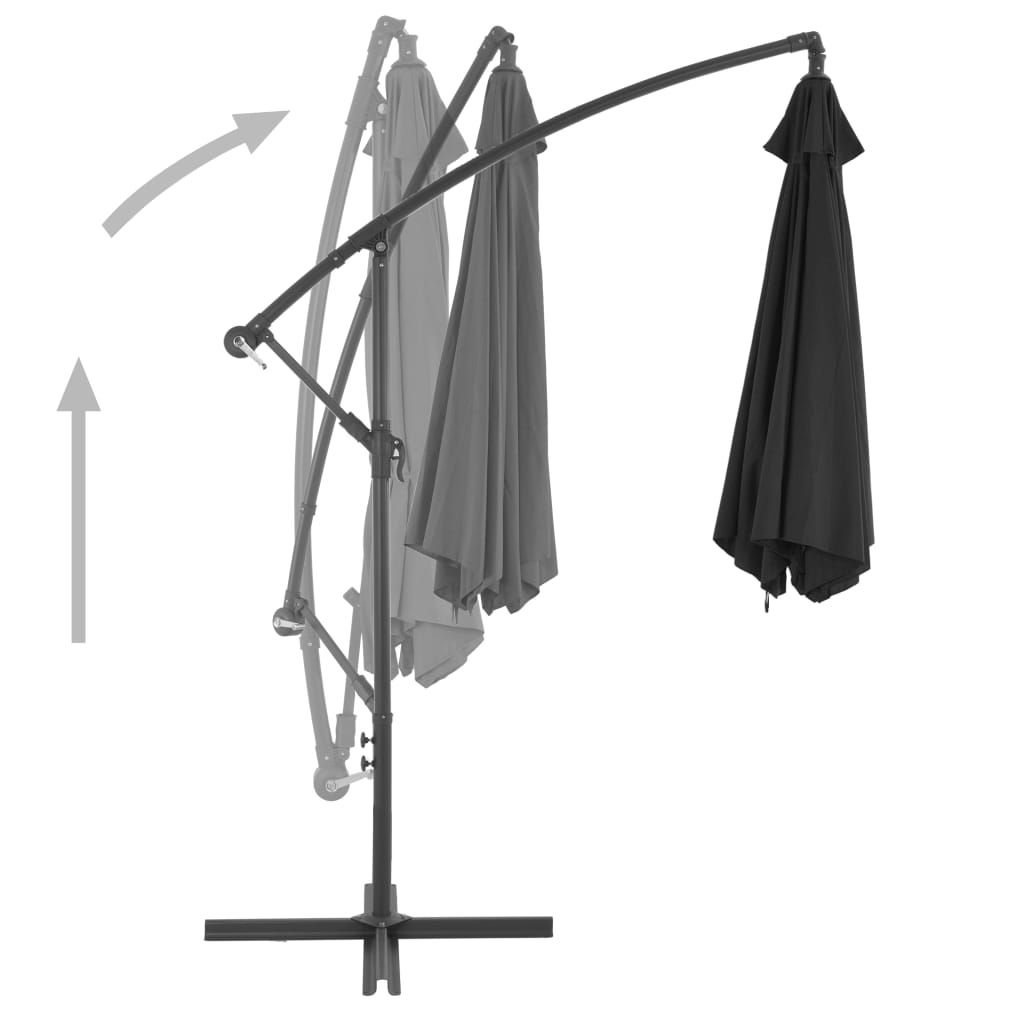 Guarda-sol de jardim cantilever c/ poste alumínio 300 cm preto